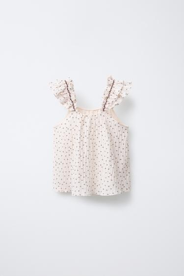 FLORAL PRINT TOP - Light ecru by Zara - Image 1