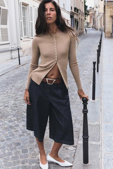 CHAQUETA CON LANA BOTONES - Tostado de Zara - Imagen 0