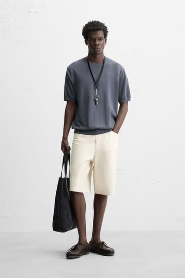 TEXTURED KNIT T-SHIRT - Grey / Blue by Zara - Image 0