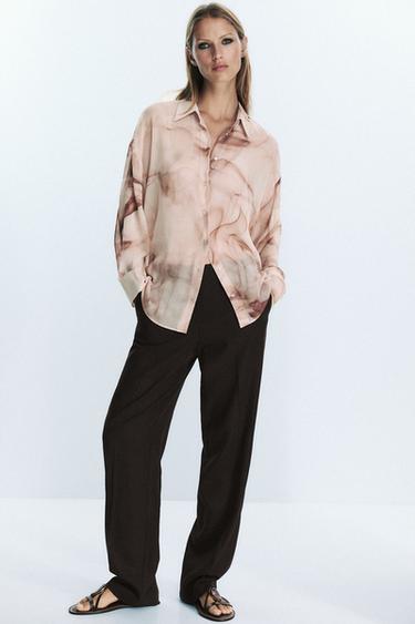 TIE-DYE PRINT COTTON GAUZE BLOUSE - Multicoloured by Zara - Image 3