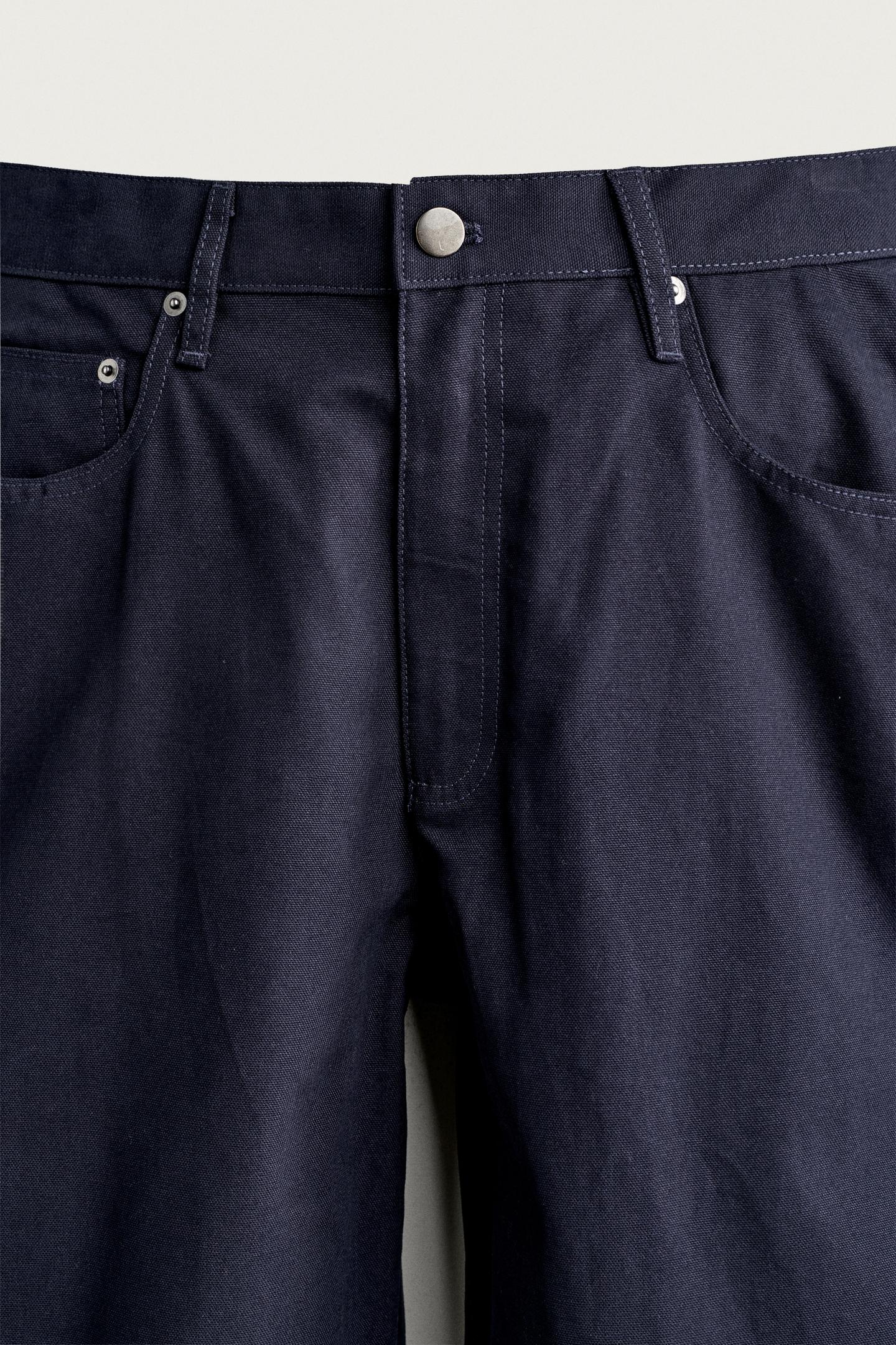 Мужские брюки Zara Relaxed Fit Pants with Tab, цвет: Тёмно-синий — фото 9