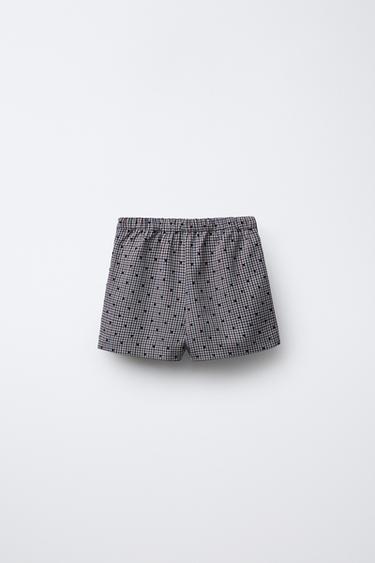CHECKED BERMUDA SKORT WITH FLOCKED HEARTS - Blue grey by Zara - Image 1