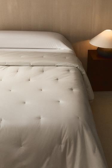 DOTTED SATEEN LINEN QUILT - Oyster-white by Zara