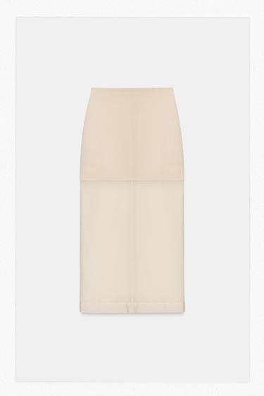 COMBINED KNIT MIDI SKIRT - Ecru by Zara