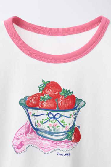 T-SHIRT À IMPRIMÉ FRAISES - Blanc de Zara - Image 2