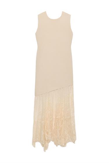 KNIT DRESS WITH LACE DETAIL - Ecru by Zara