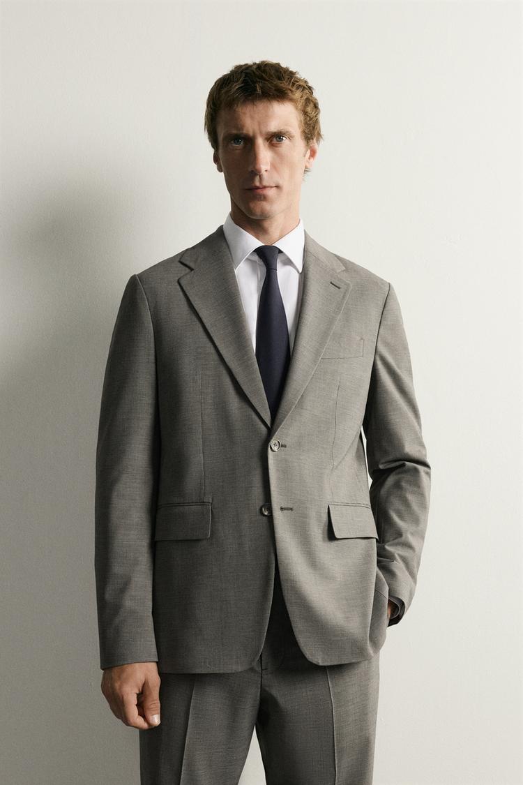 Blazer de traje de corte regular con estampado de pata de gallo 2