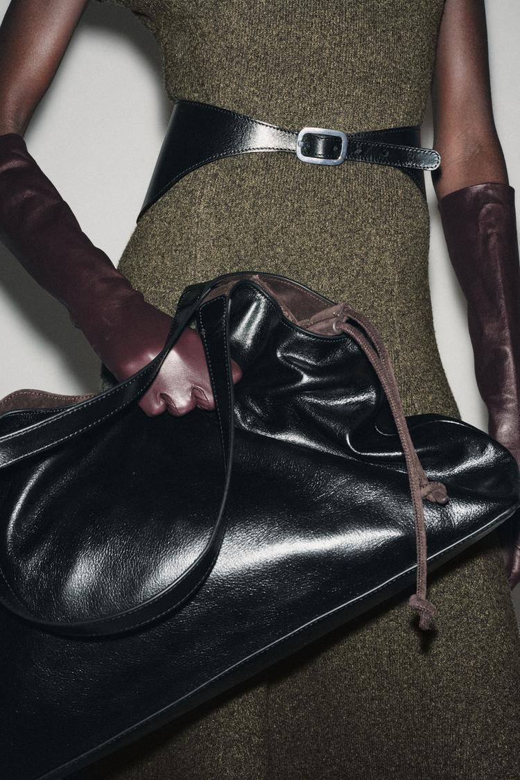 100% LEATHER WAIST BELT Black ZARA India