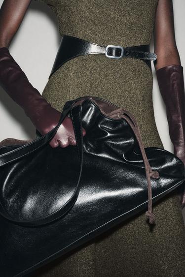 Zara 100% LEATHER SASH BELT - Black - Image 0