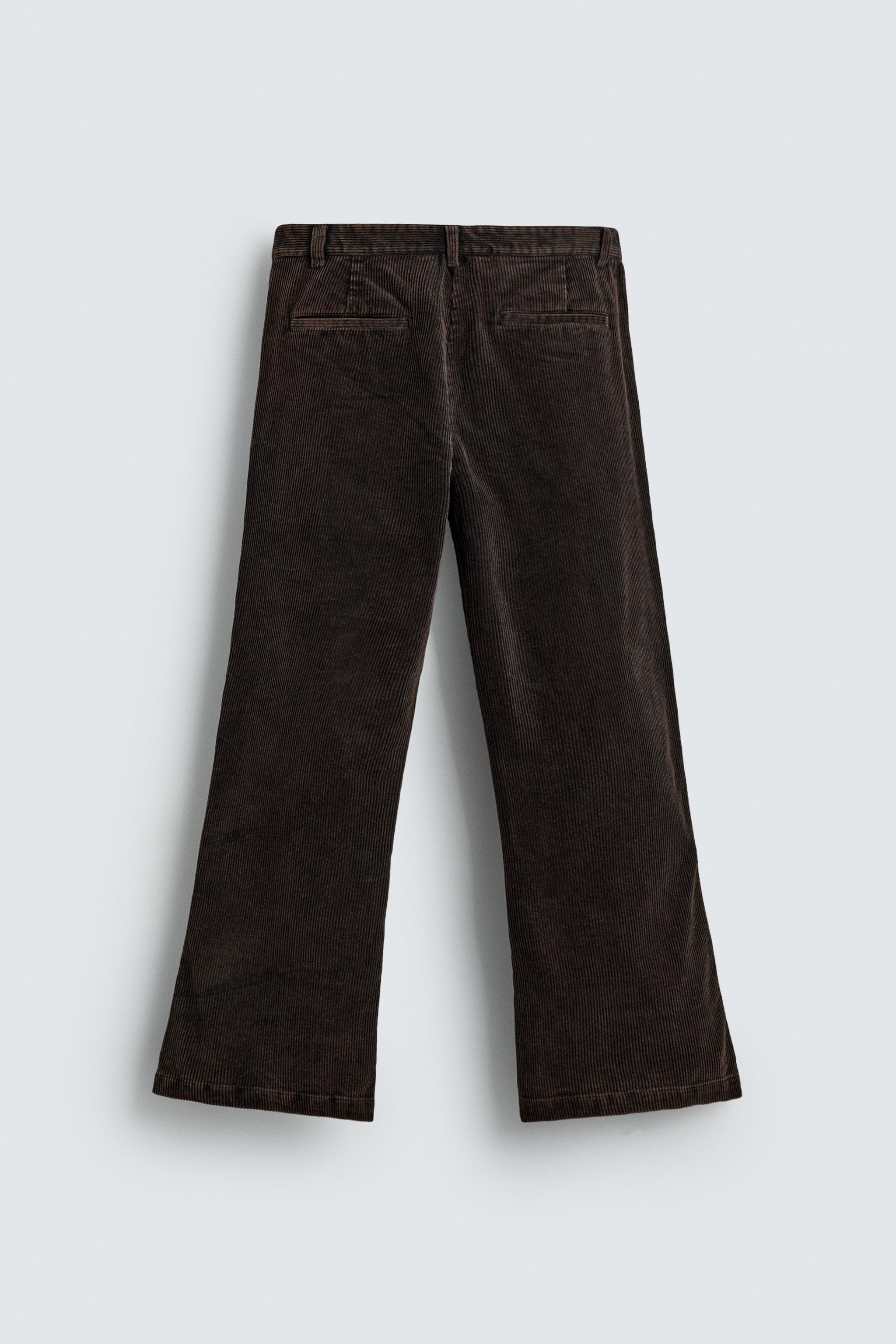 フレアフィットコーデュロイパンツ - ダークブラウン | ZARA Japan / 日本