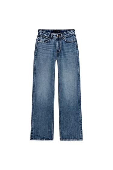 Zara Z.03 STRAIGHT HIGH-WAIST LONG LENGTH JEANS - Mid-blue