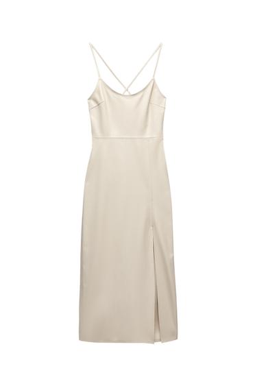 FAUX LEATHER SLIP DRESS