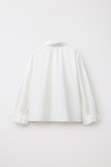 LIMITED EDITION EMBROIDERED PYJAMA SHIRT - Ecru by Zara - Image 3