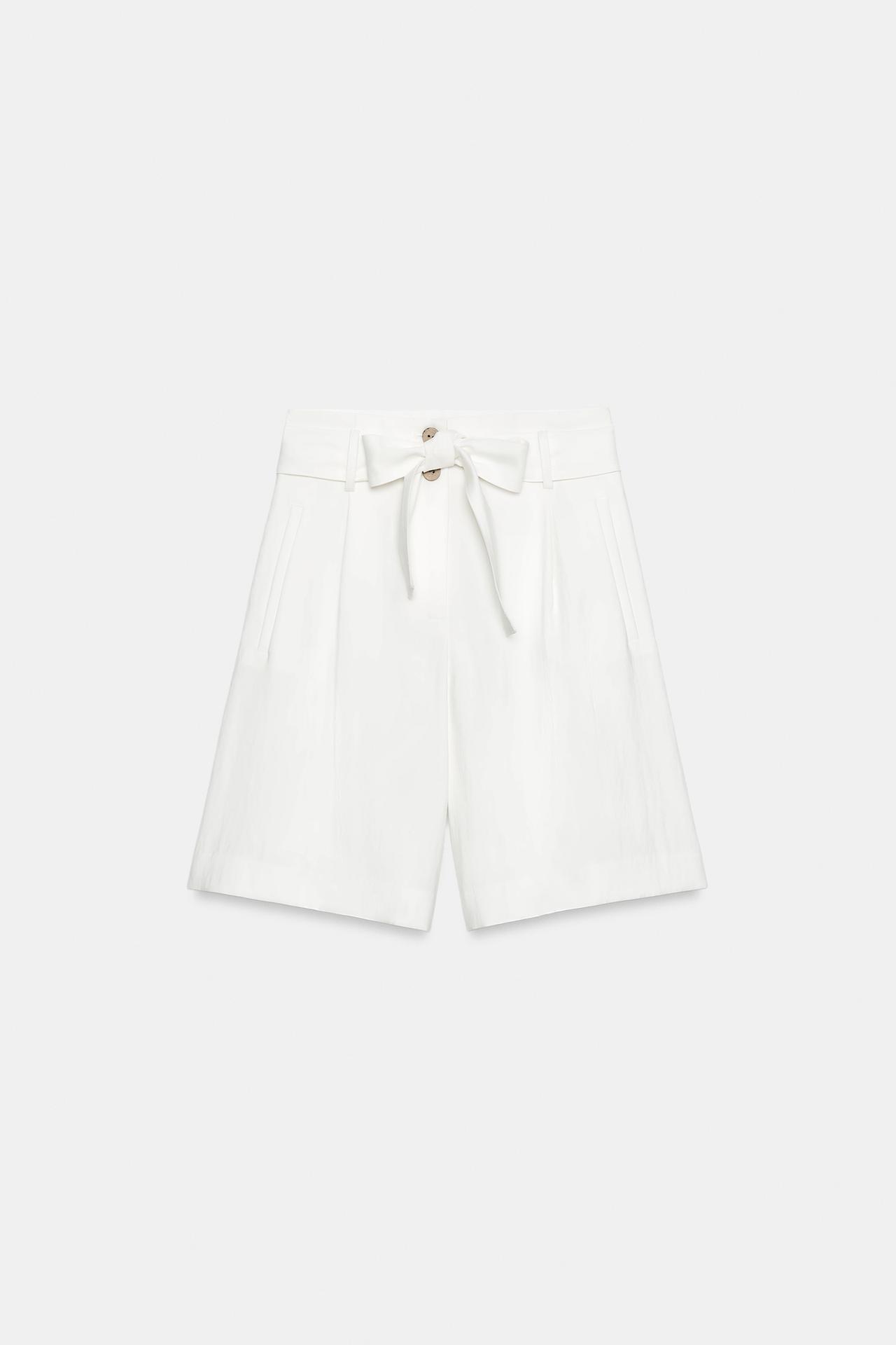 TIE-BELT SHORTS — White