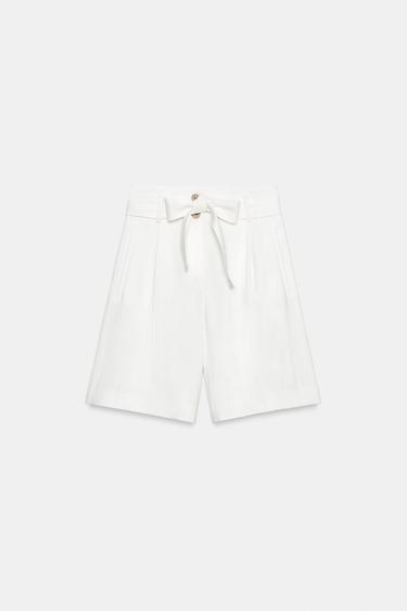TIE-BELT BERMUDA SHORTS - White by Zara - Image 6