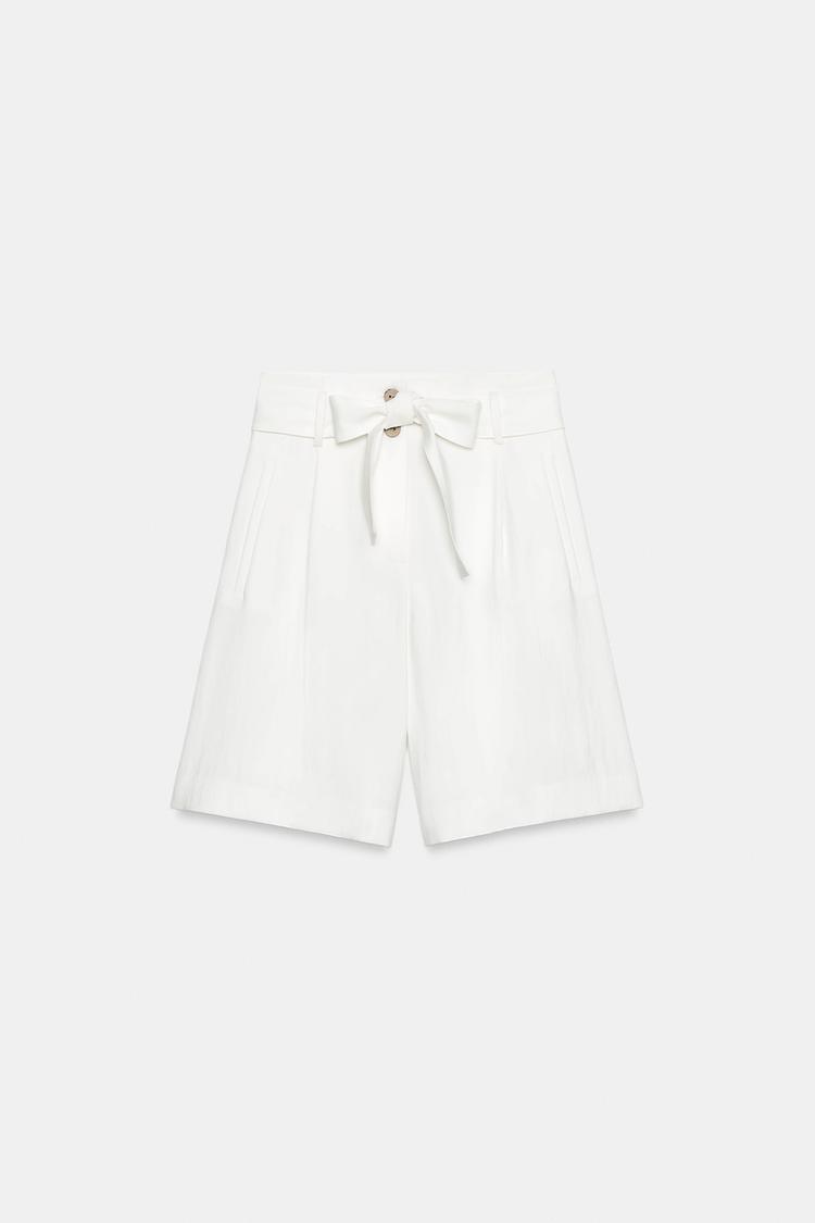 TIE-BELT SHORTS — White