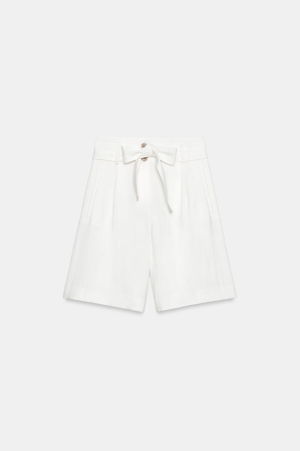 TIE-BELT BERMUDA SHORTS