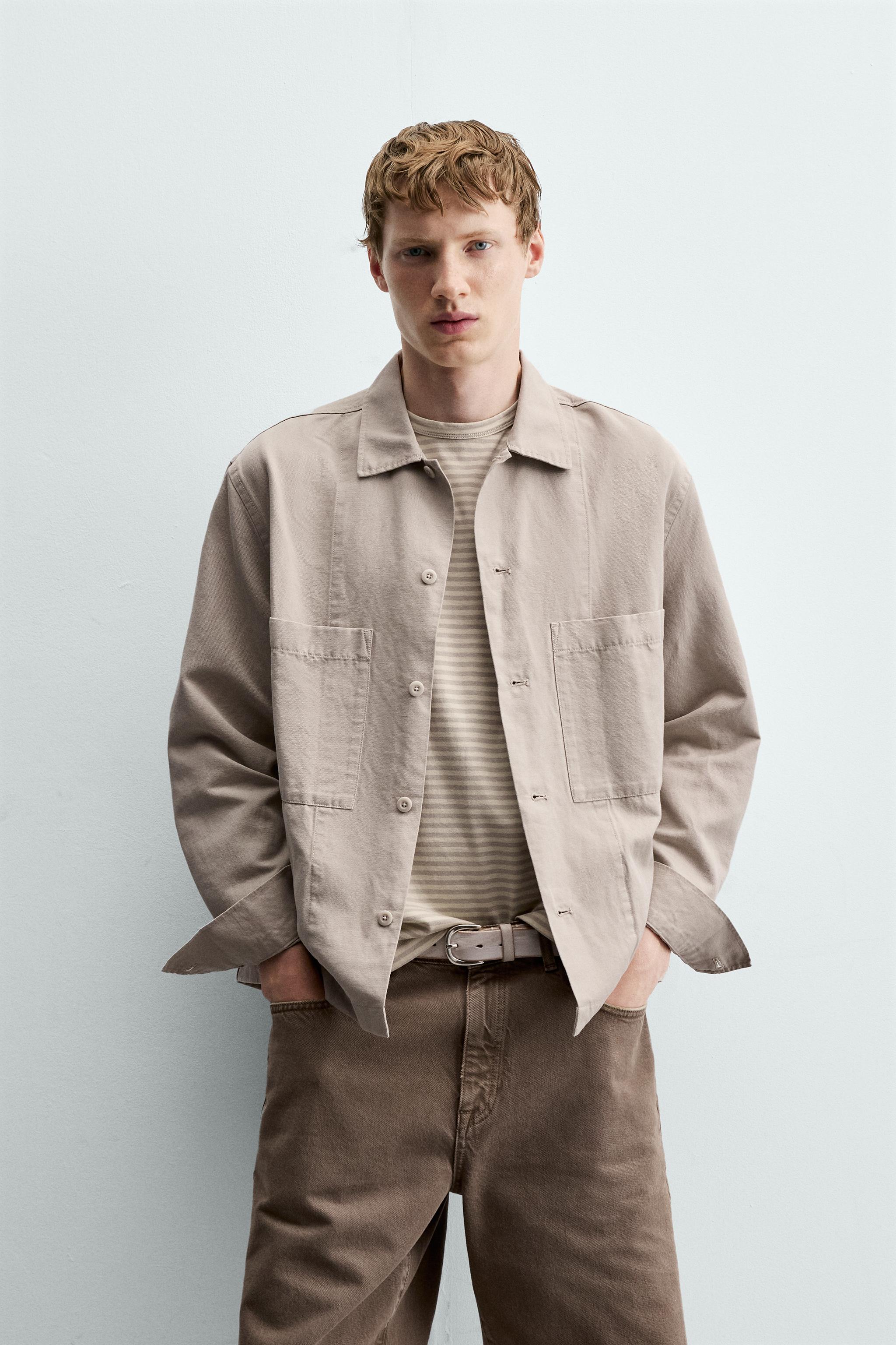 REGULAR FIT OVERSHIRT — Light beige