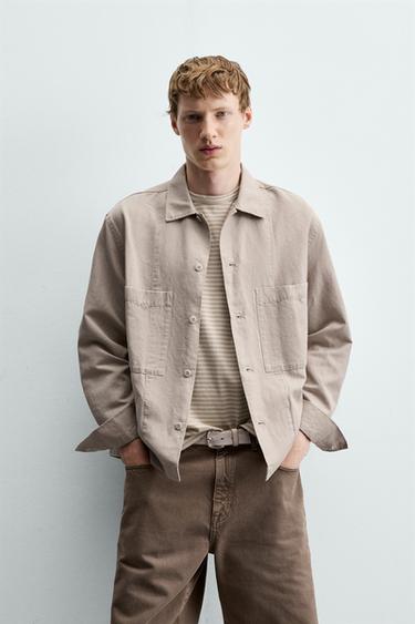 SURCHEMISE REGULAR FIT - Beige clair de Zara