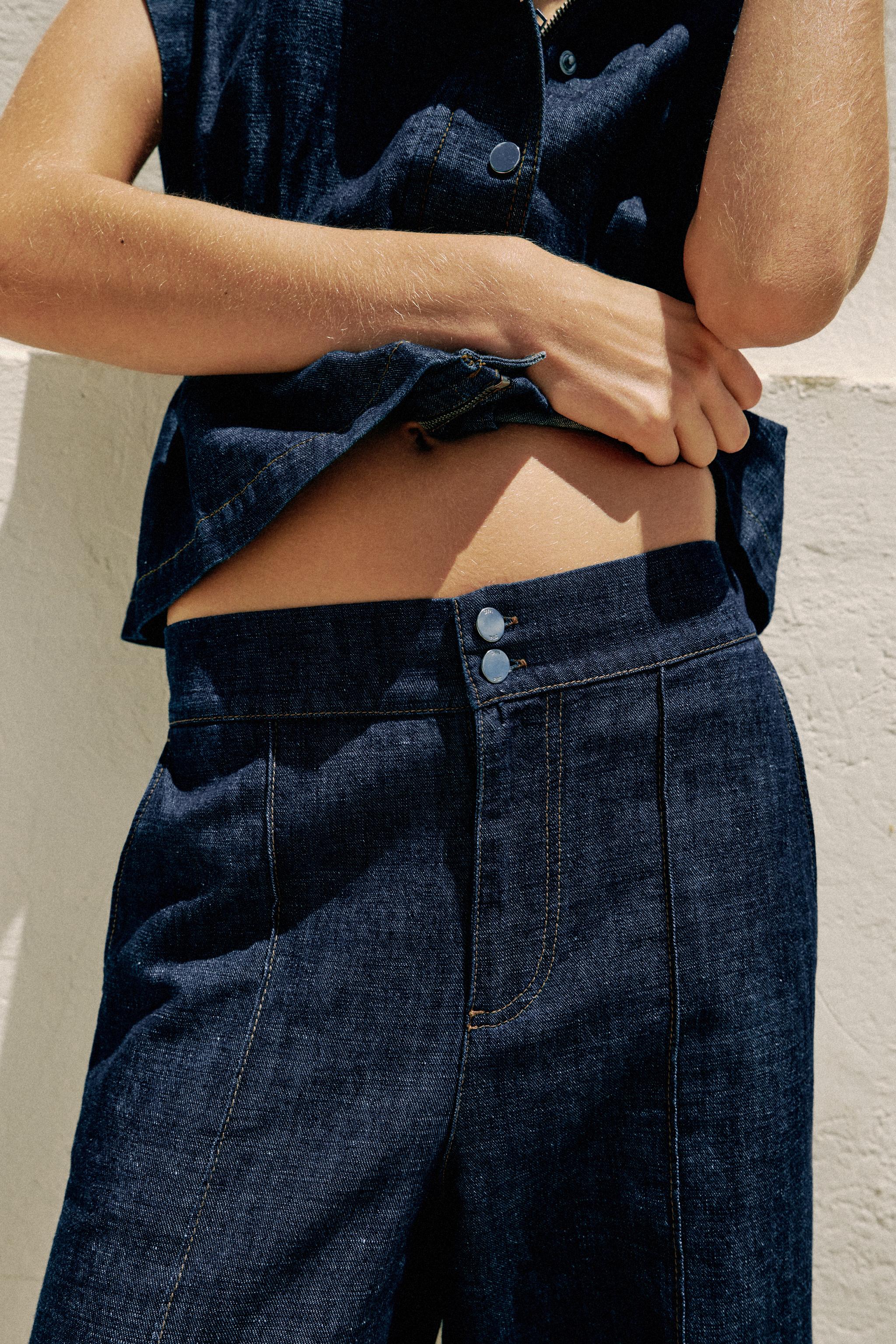 Женские брюки Zara LINEN BLEND STRAIGHT LEG PANTS — фото 3