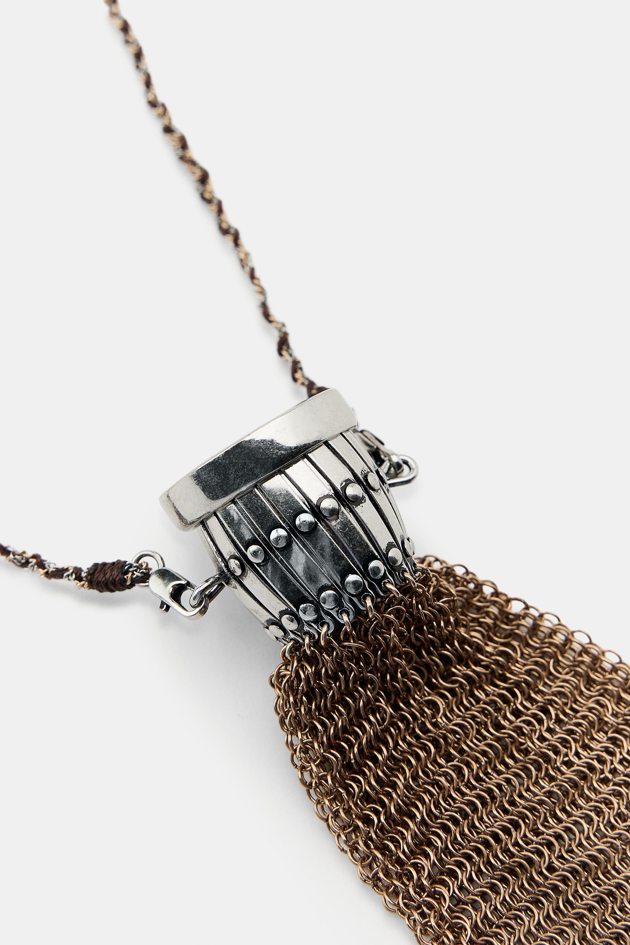 COMBINATION FRINGED BAG NECKLACE