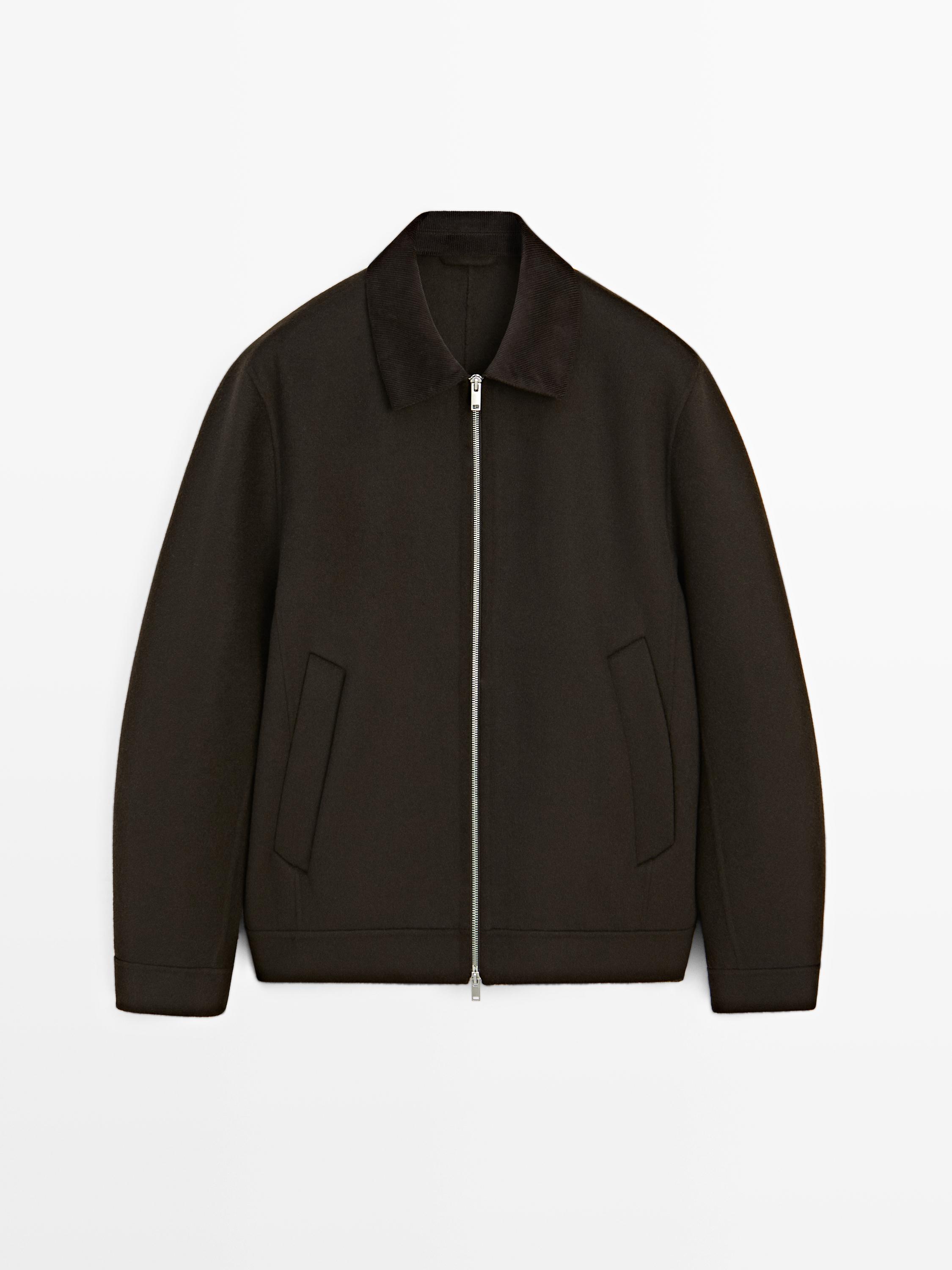 Blouson laine double col velours côtelé