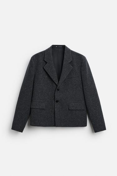 BLAZER DE TERNO COM TEXTURA EFEITO DE FIO - Gris Antracita da Zara - Imagem 0