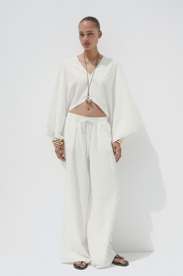 Zara LINEN PANTS - Oyster-white - Image 0