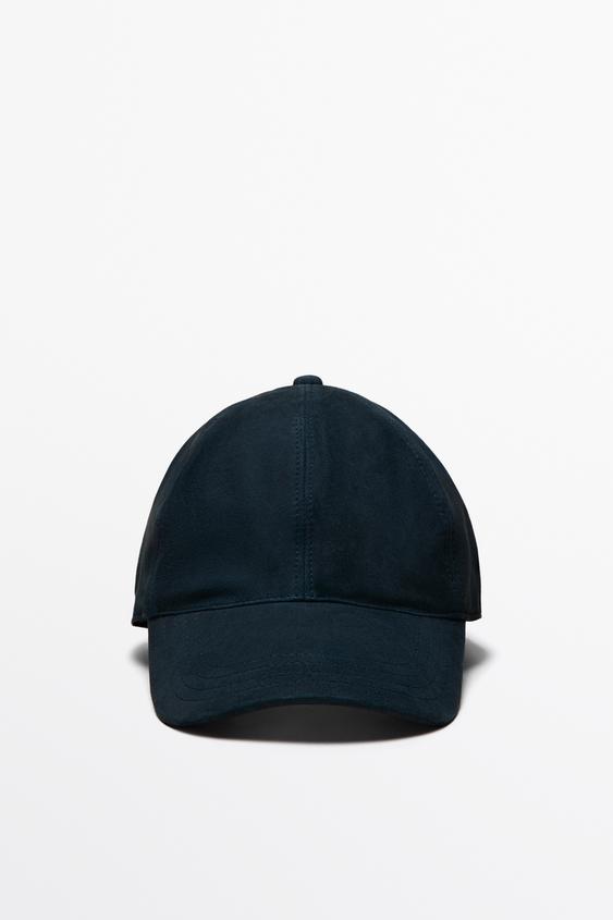 Zara Suede leather cap - Navy blue - Image 0