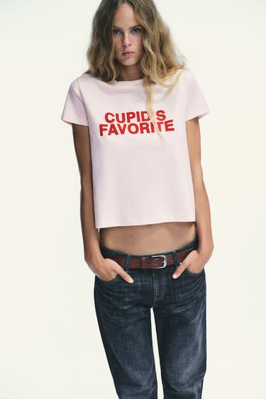 CAMISETA TEXTO - Rosa de Zara