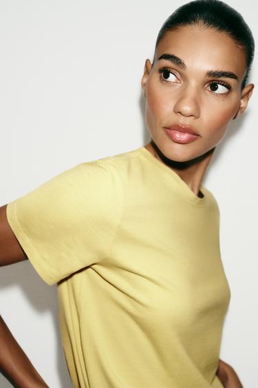 T-SHIRT RUSTIQUE COTON - jaune de Zara - Image 3