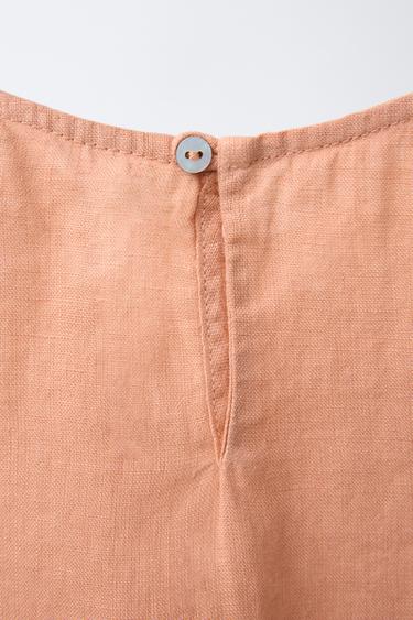 100% LINEN PEPLUM BLOUSE - camel by Zara - Image 3