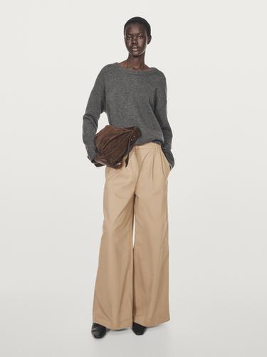 Pantalón pinzas wide fit - Beige de Zara