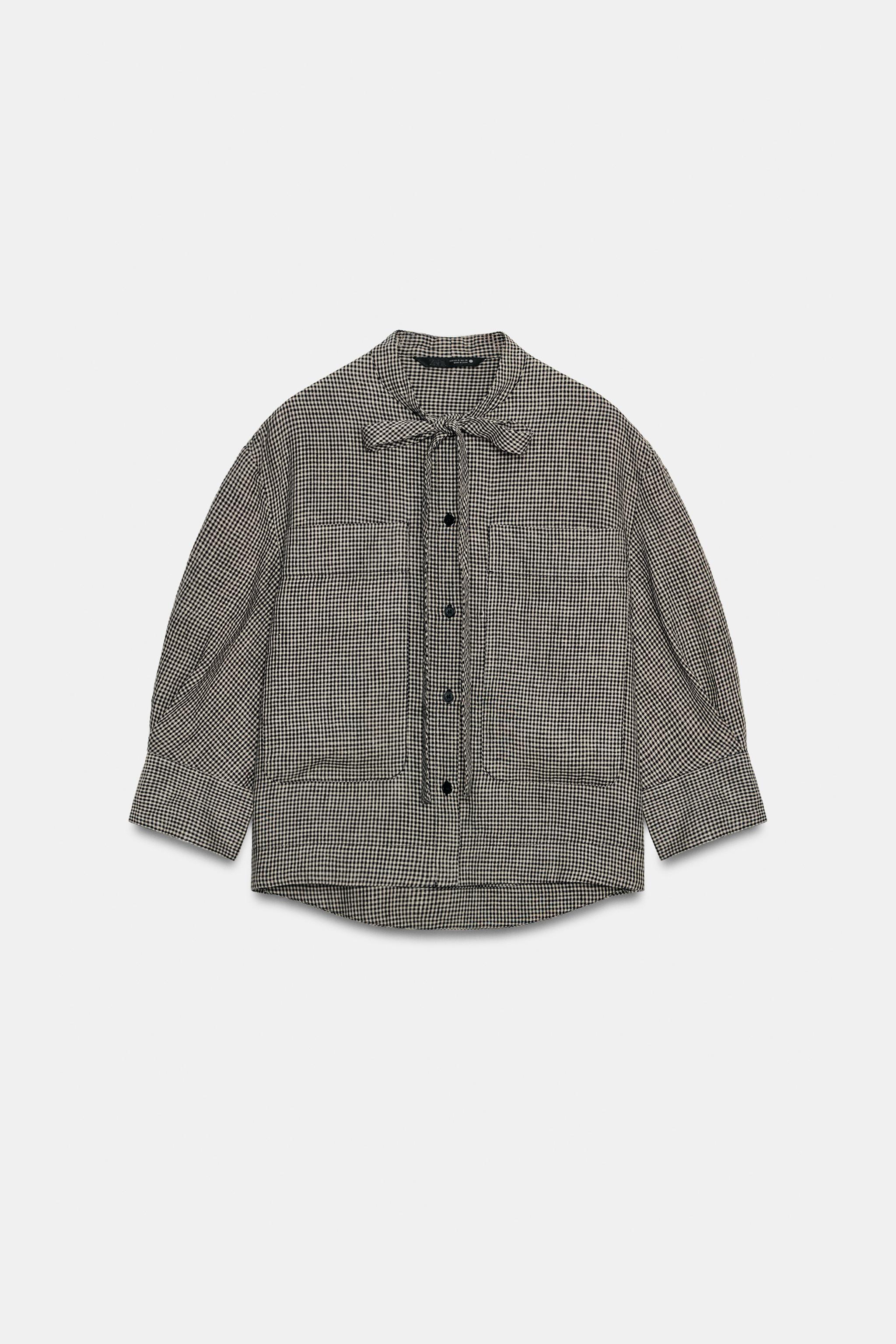 ZW COLLECTION PLAID LINEN SHIRT
