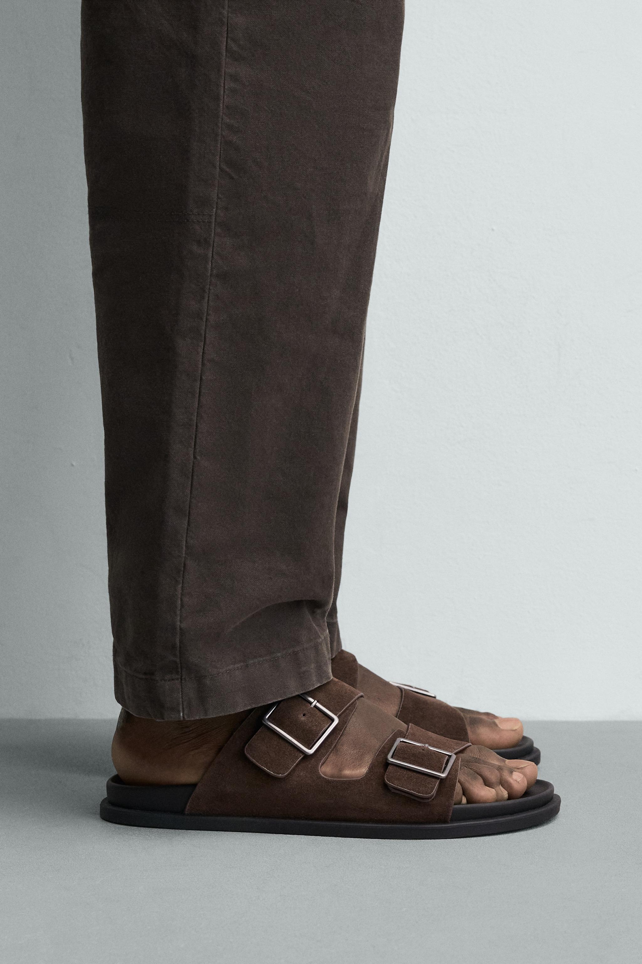 DOUBLE STRAP LEATHER SANDALS