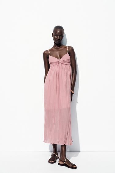 MIDI DRESS WITH TRIM - MARSALA by Zara - Image 0
