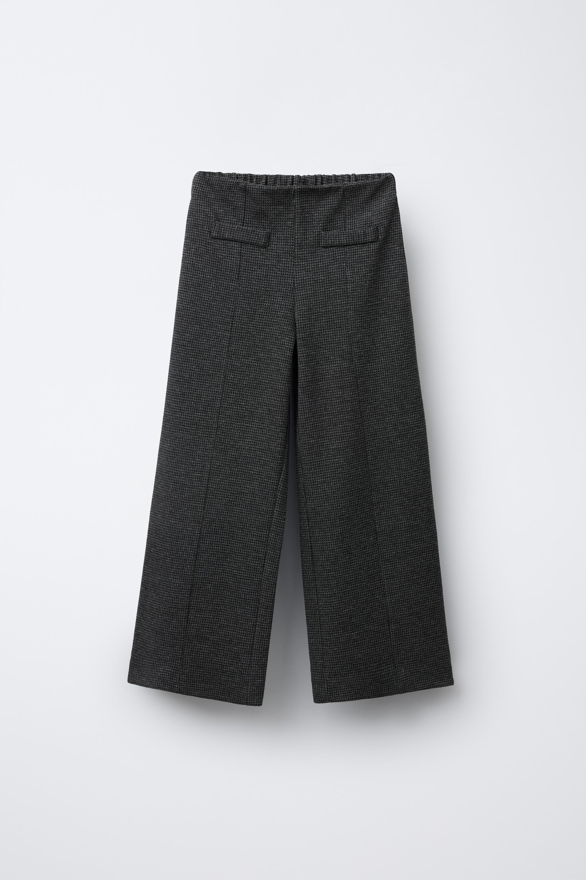HOUNDSTOOTH STRAIGHT LEG PANTS - Anthracite grey | ZARA