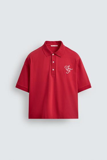 EMBROIDERED SLOGAN POLO SHIRT - Red by Zara