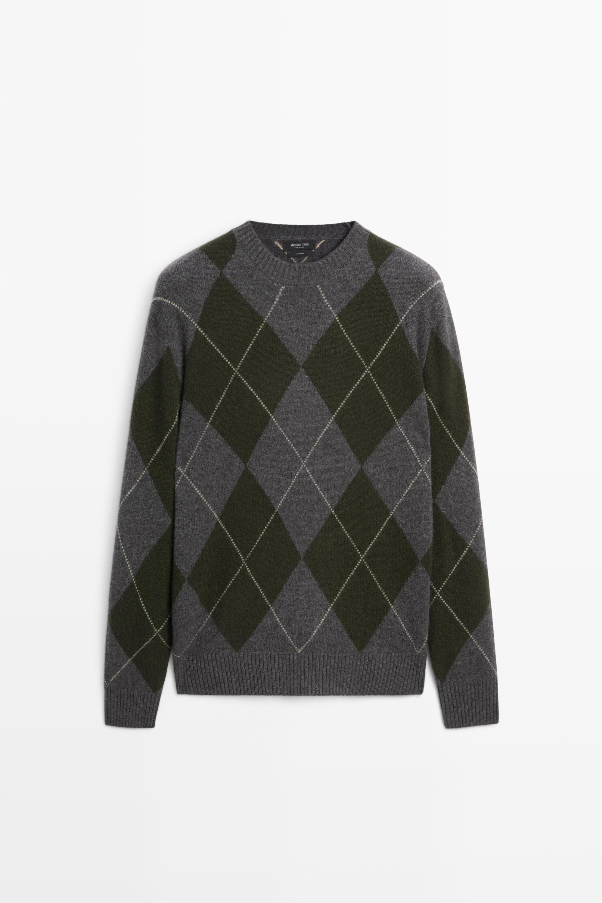Pull en maille à motif losanges 100 % cachemire