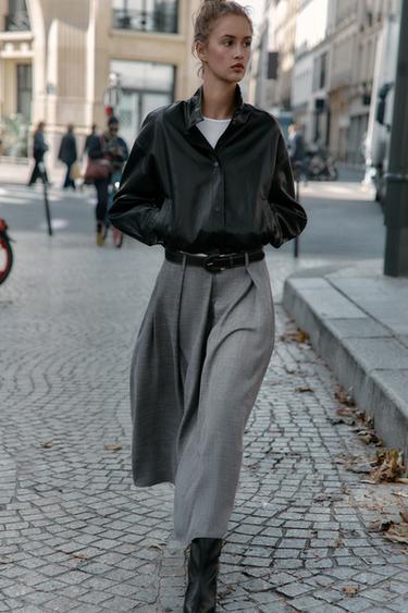 MIDI PLEATED SKIRT WITH BELT - Grey by Zara - Image 5