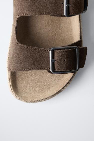 LEATHER SANDALS WITH JUTE BUCKLES - Brown by Zara - Image 5