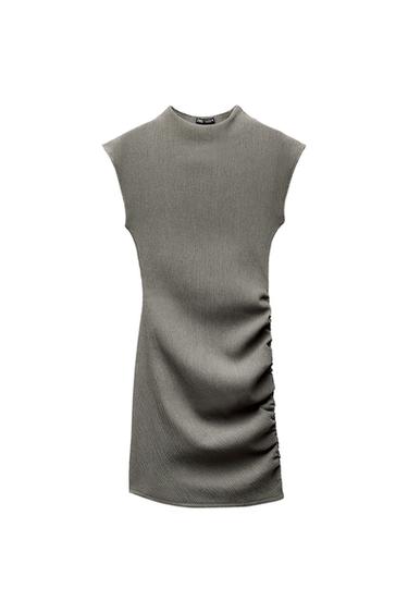 TEXTURED DRESS WITH GATHERED DETAIL