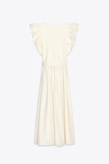 COMBINED RUFFLED DRESS WITH BELT - Ecru by Zara - Image 6