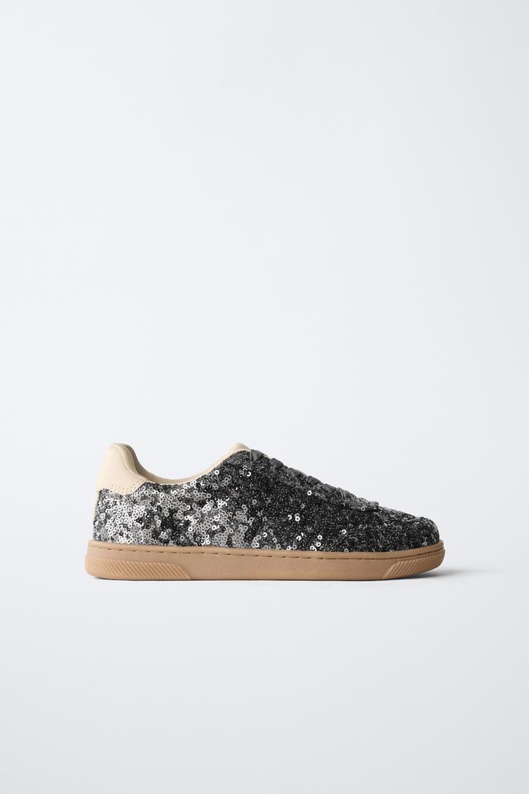 SEQUIN SNEAKERS Silver ZARA United States - Main Image