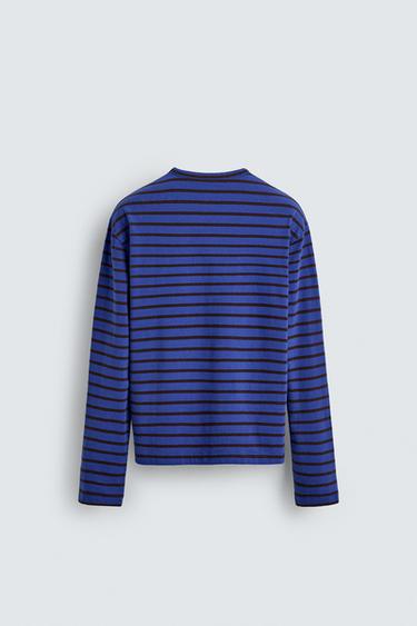 T-SHIRT JACQUARD RAYURES AARON LEVINE X ZARA - Marron-Bleu de Zara - Image 7