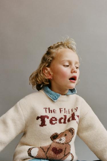 PULL EN MAILLE AVEC OURS - Écru de Zara - Image 4