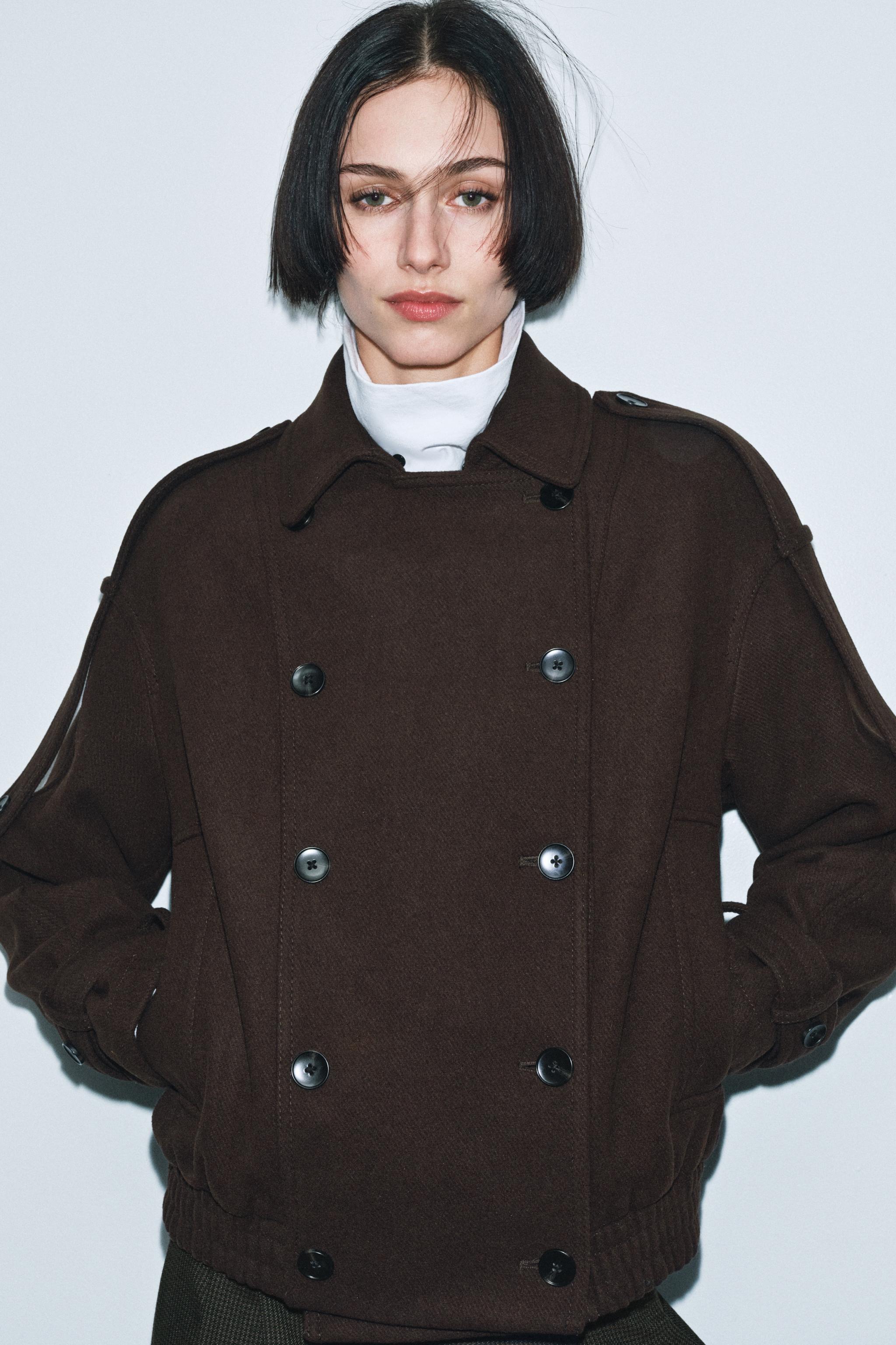 WOOL BLEND FAUX FUR COLLAR JACKET ZW COLLECTION