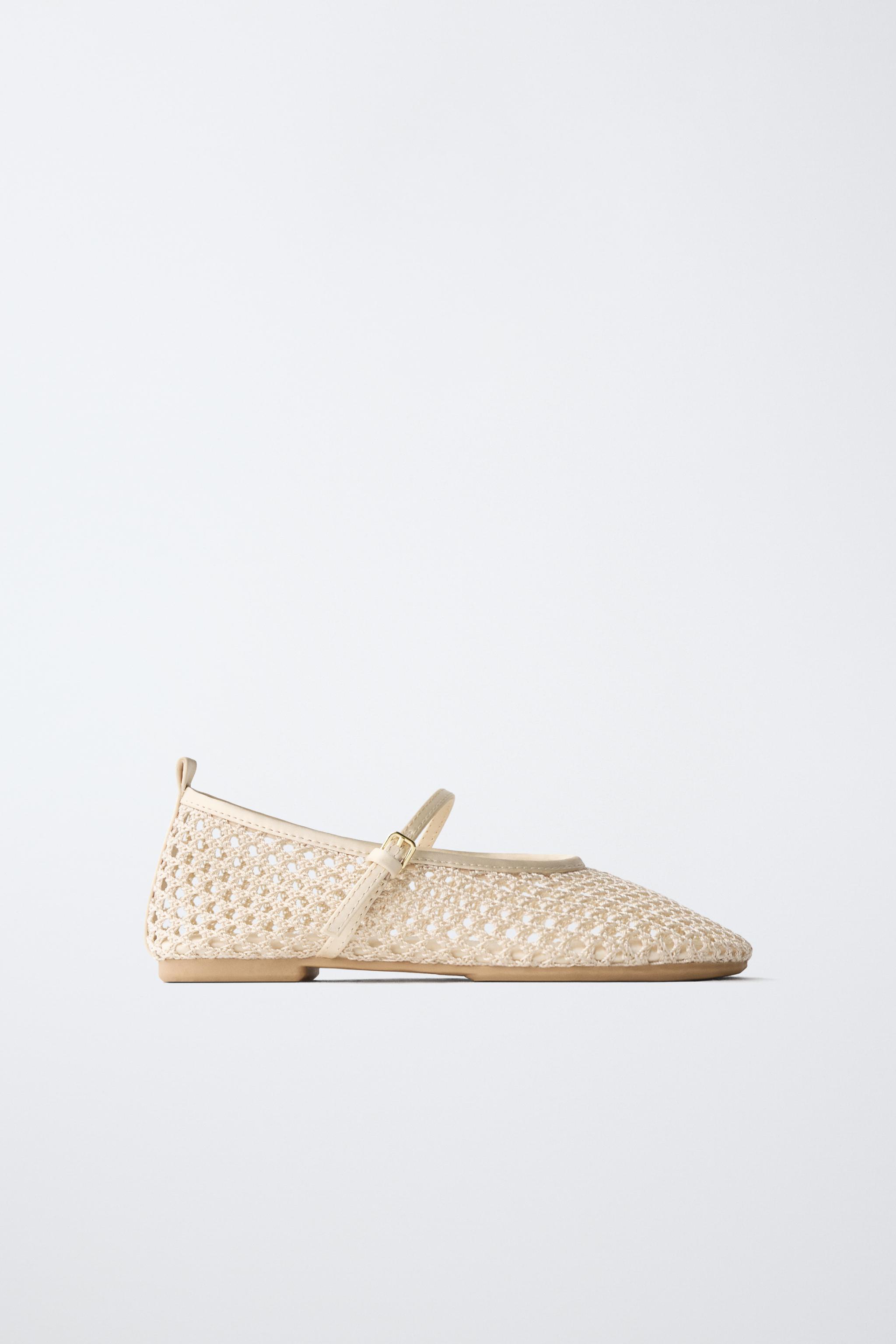 ZARA ハート柄メッシュバレリーナシューズ 35 メッシュバレエシューズ - エクリュ | ZARA Japan / 日本