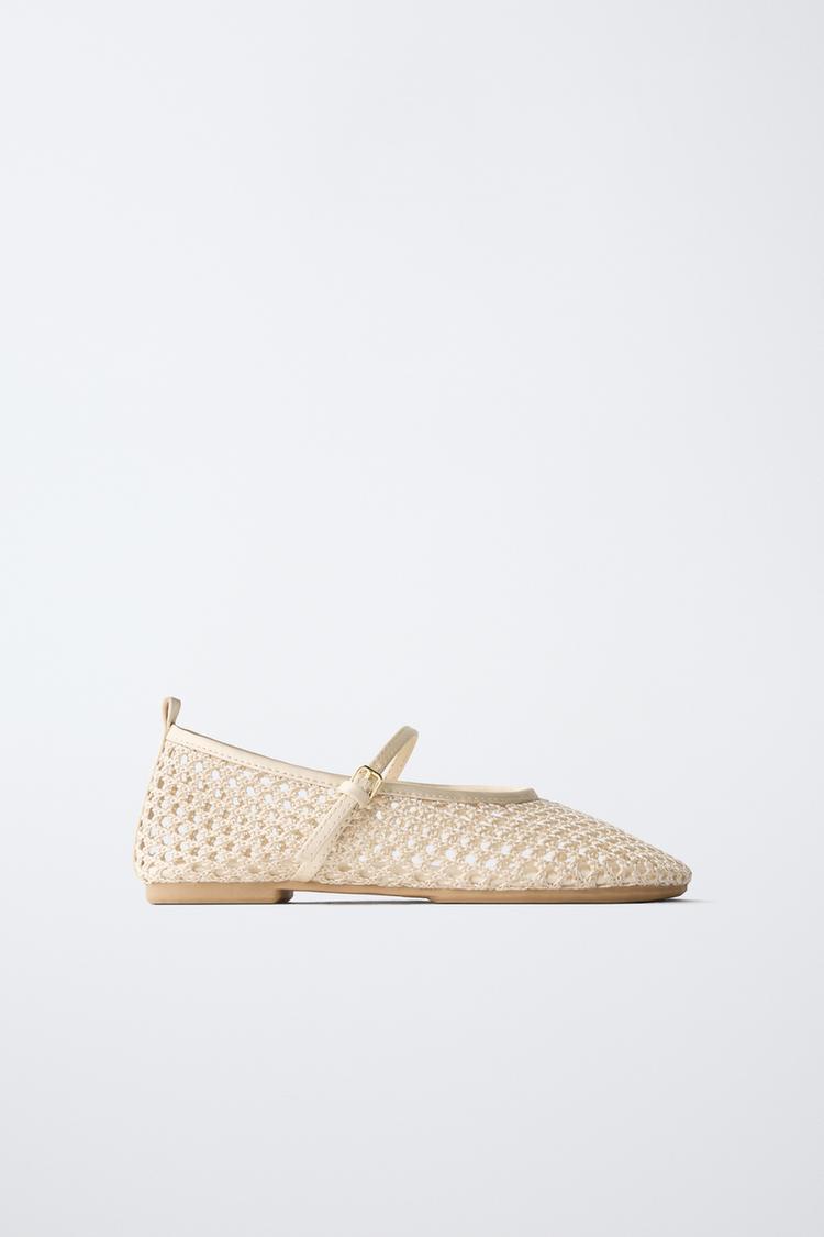 MESH BALLET FLATS — Off White