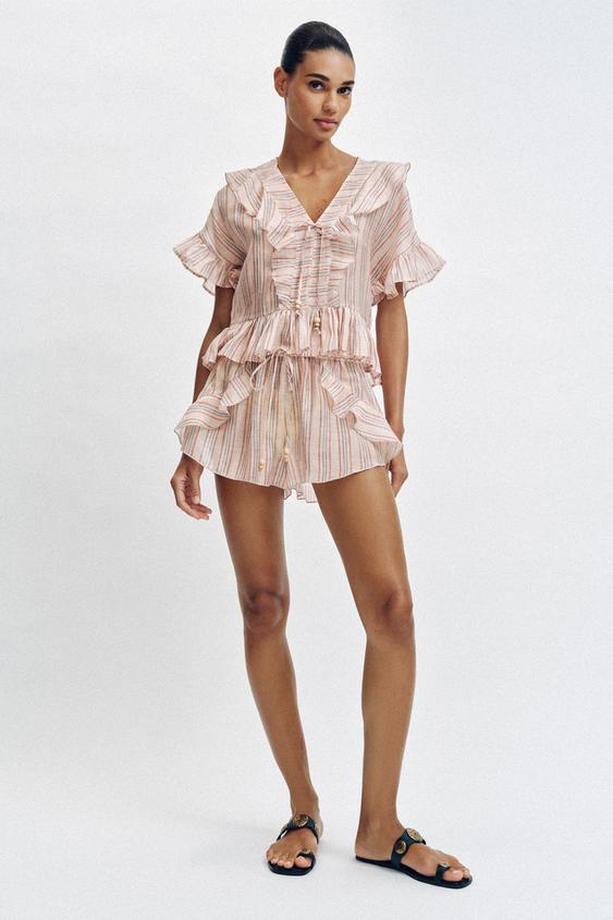 STRIPED RUFFLED BLOUSE from Zara - $49.90